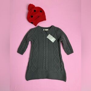 NWT Bemon | Grey Cable Knit Sweater Dress| 
Size 18-24 Months